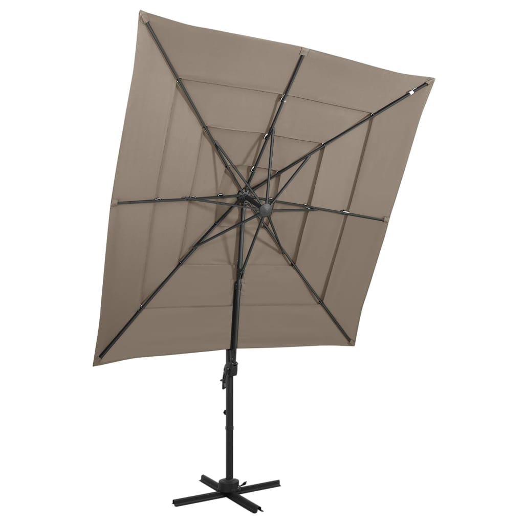vidaXL 4-poziomowy parasol na aluminiowym słupku, taupe, 250x250 cm