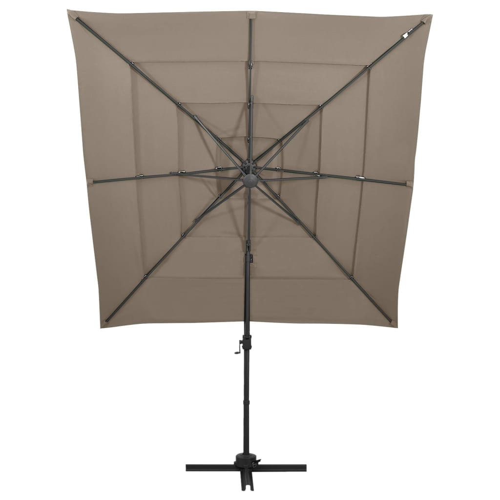 vidaXL 4-poziomowy parasol na aluminiowym słupku, taupe, 250x250 cm