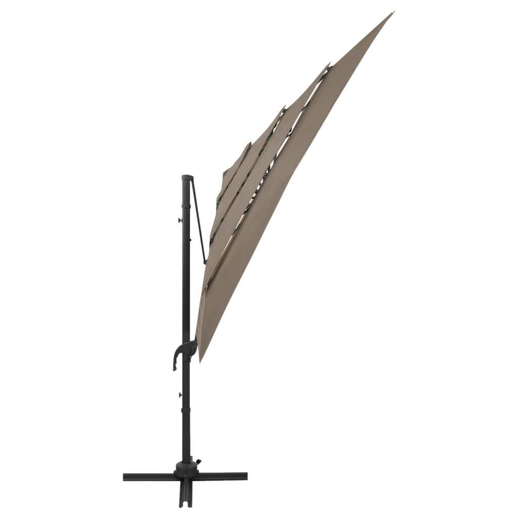 vidaXL 4-poziomowy parasol na aluminiowym słupku, taupe, 250x250 cm