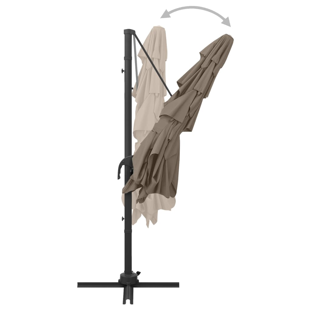 vidaXL 4-poziomowy parasol na aluminiowym słupku, taupe, 250x250 cm
