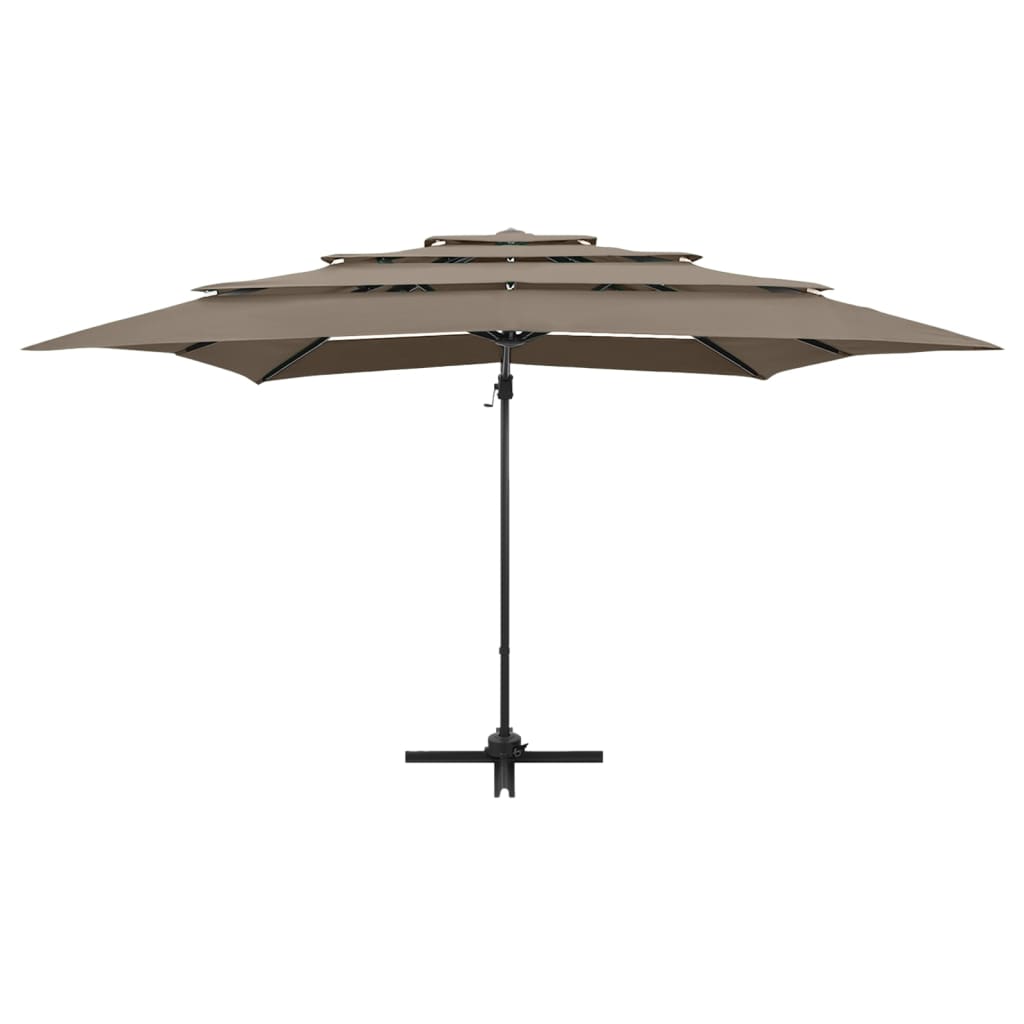 vidaXL 4-poziomowy parasol na aluminiowym słupku, taupe, 250x250 cm