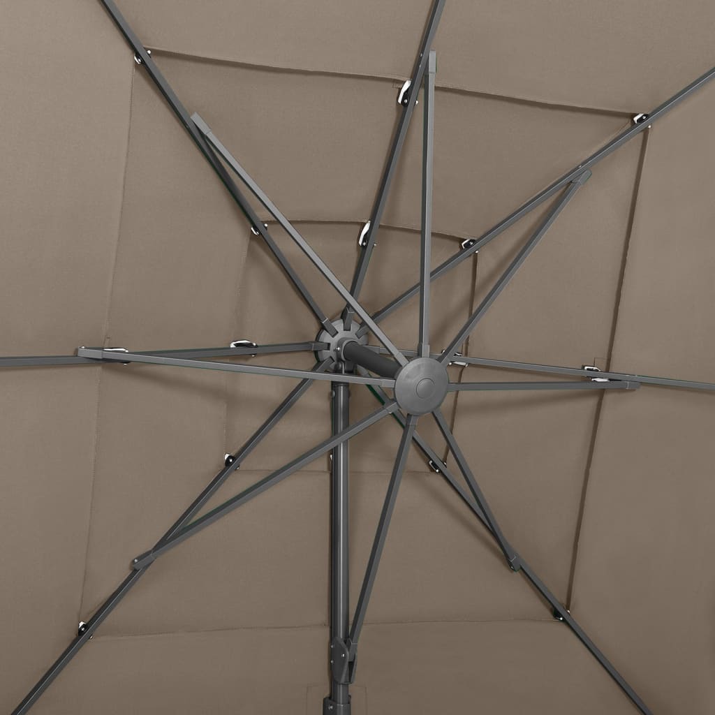 vidaXL 4-poziomowy parasol na aluminiowym słupku, taupe, 250x250 cm