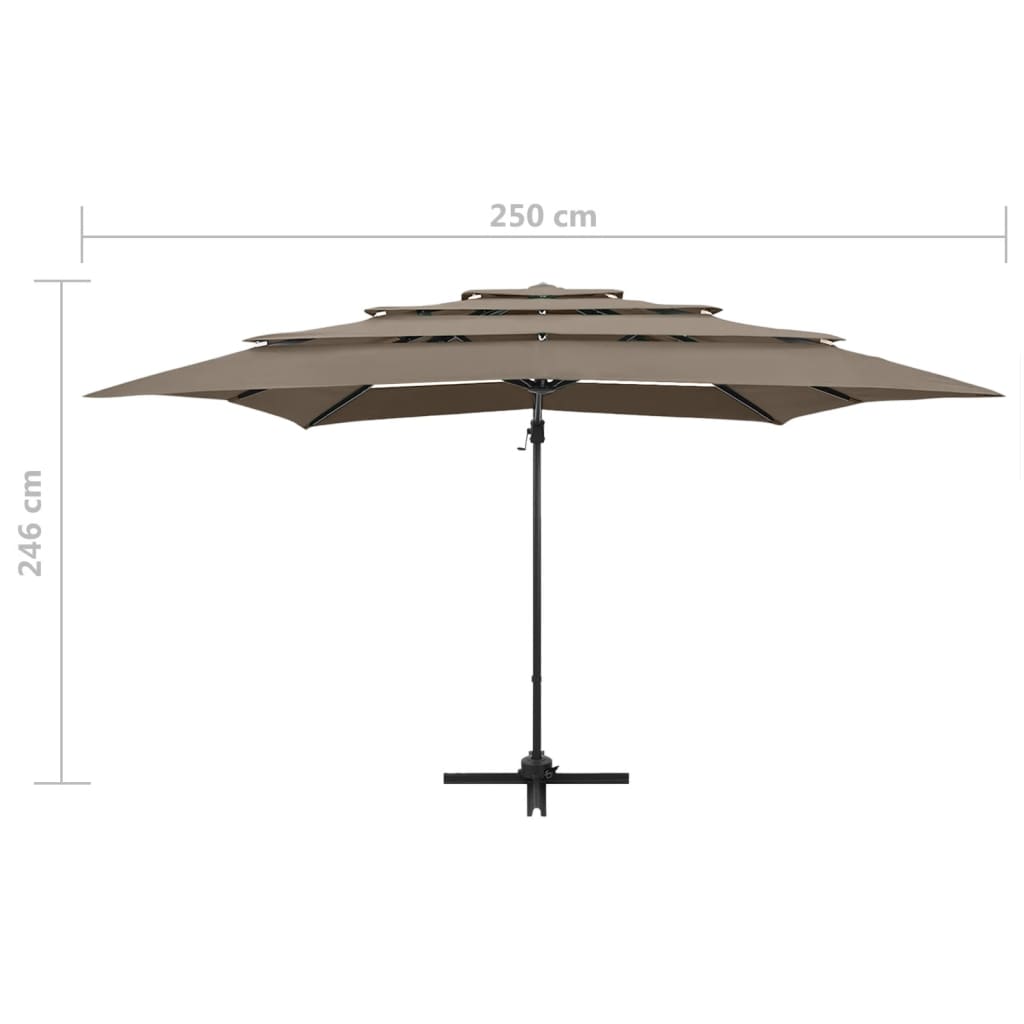 vidaXL 4-poziomowy parasol na aluminiowym słupku, taupe, 250x250 cm