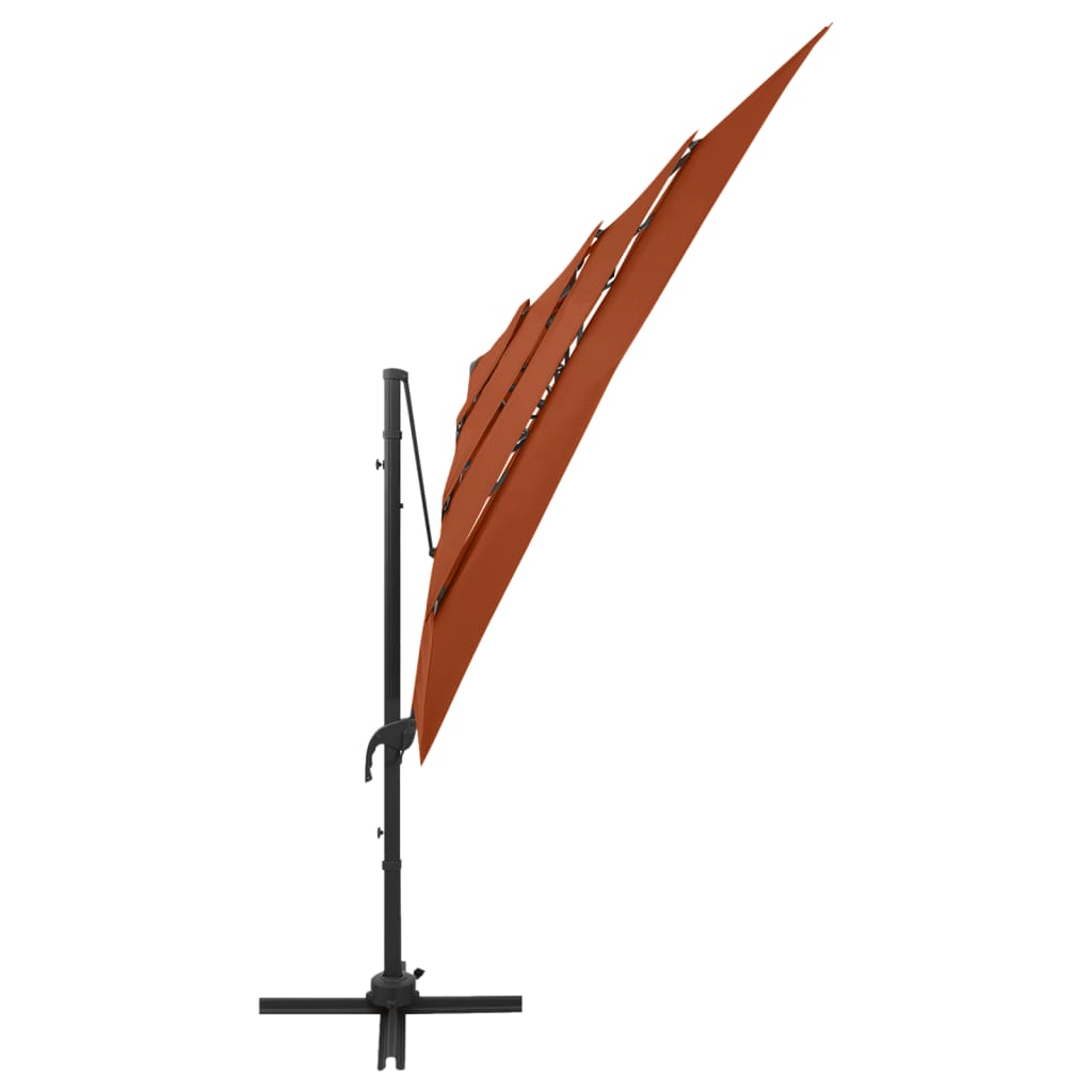 vidaXL 4-poziomowy parasol na aluminiowym słupku, terakota, 250x250 cm