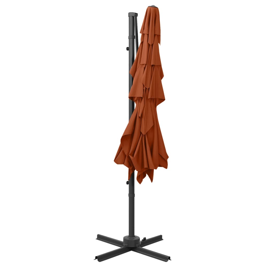 vidaXL 4-poziomowy parasol na aluminiowym słupku, terakota, 250x250 cm