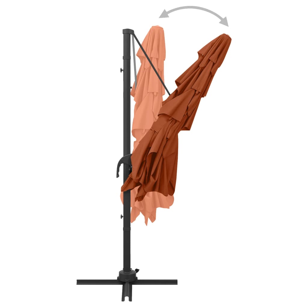 vidaXL 4-poziomowy parasol na aluminiowym słupku, terakota, 250x250 cm