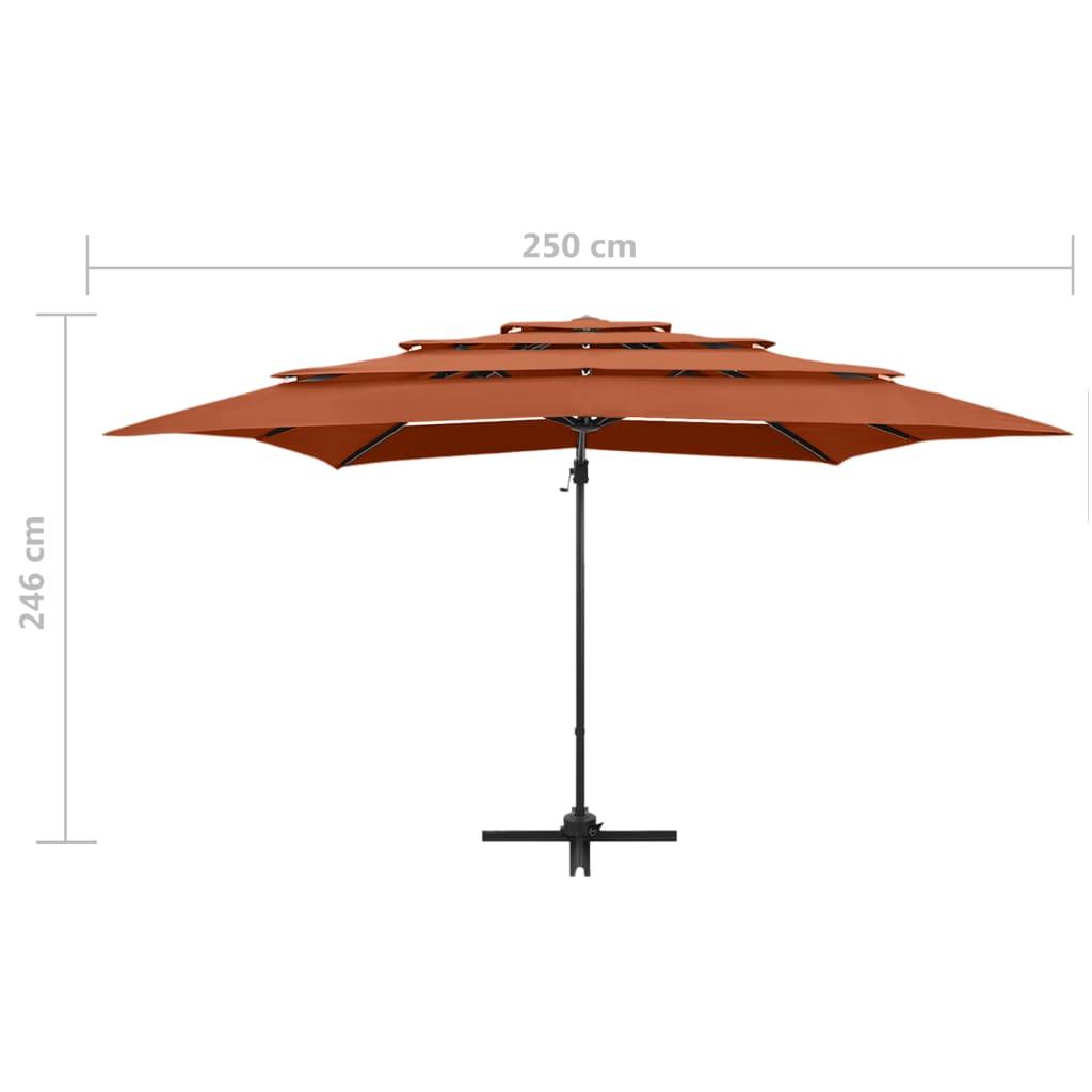 vidaXL 4-poziomowy parasol na aluminiowym słupku, terakota, 250x250 cm