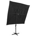 vidaXL 4-poziomowy parasol na aluminiowym słupku, czarny, 250x250 cm