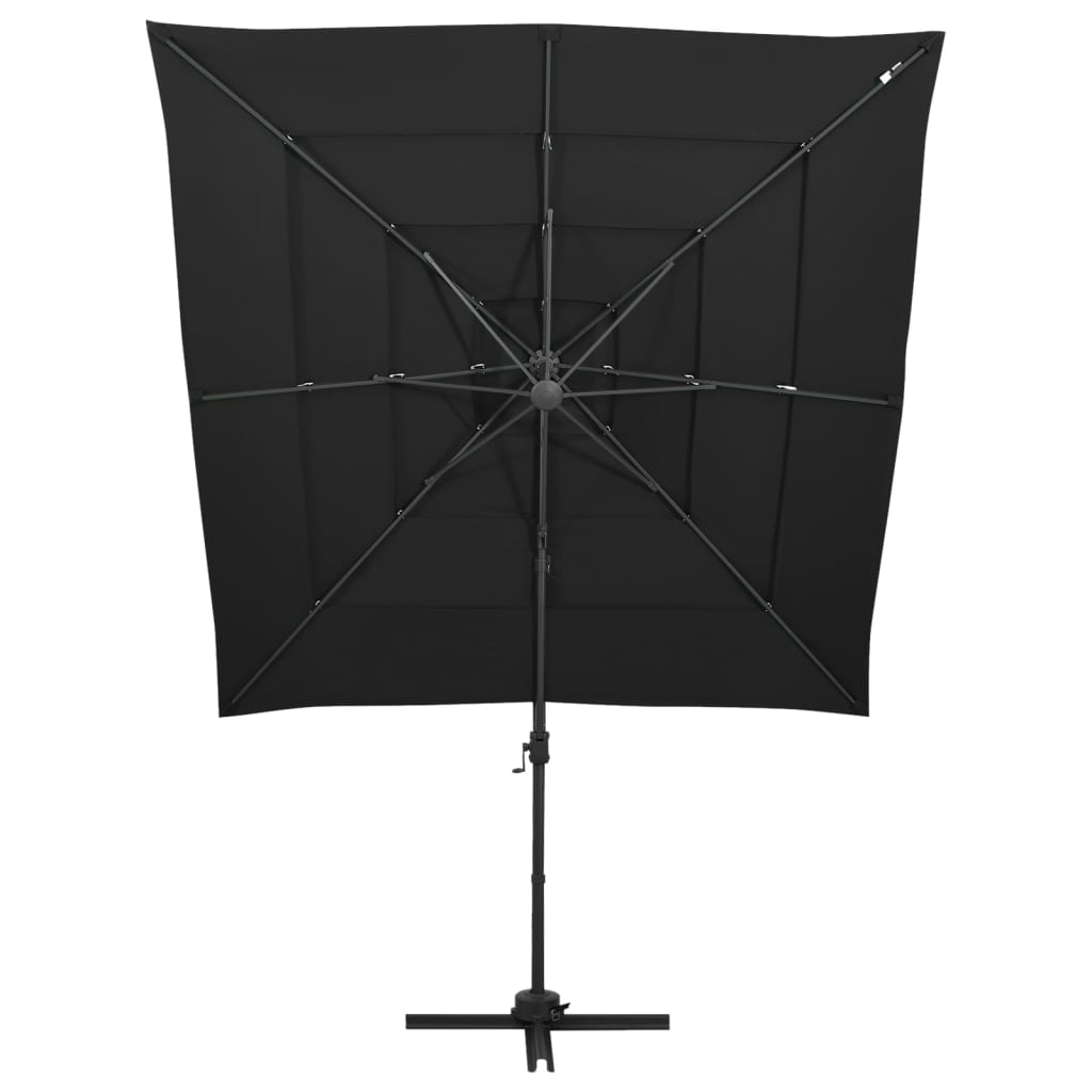 vidaXL 4-poziomowy parasol na aluminiowym słupku, czarny, 250x250 cm