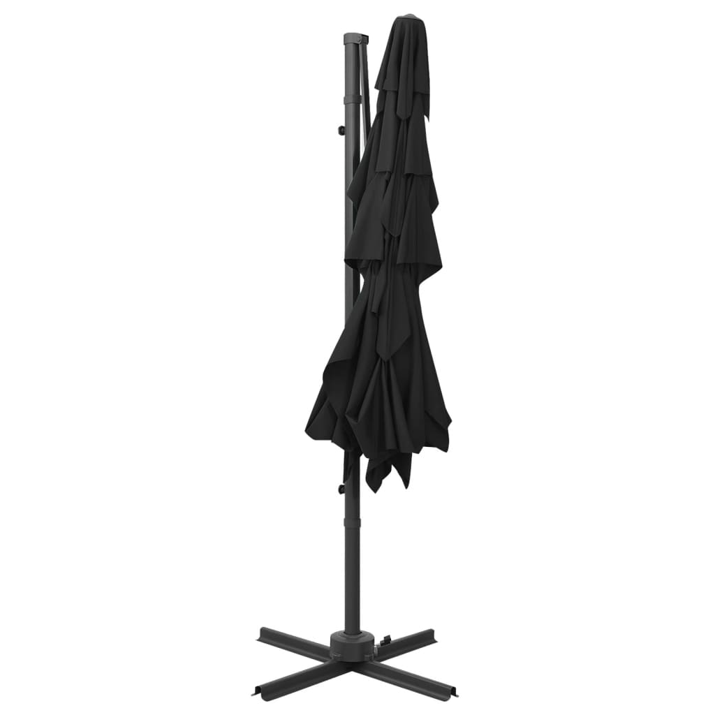 vidaXL 4-poziomowy parasol na aluminiowym słupku, czarny, 250x250 cm