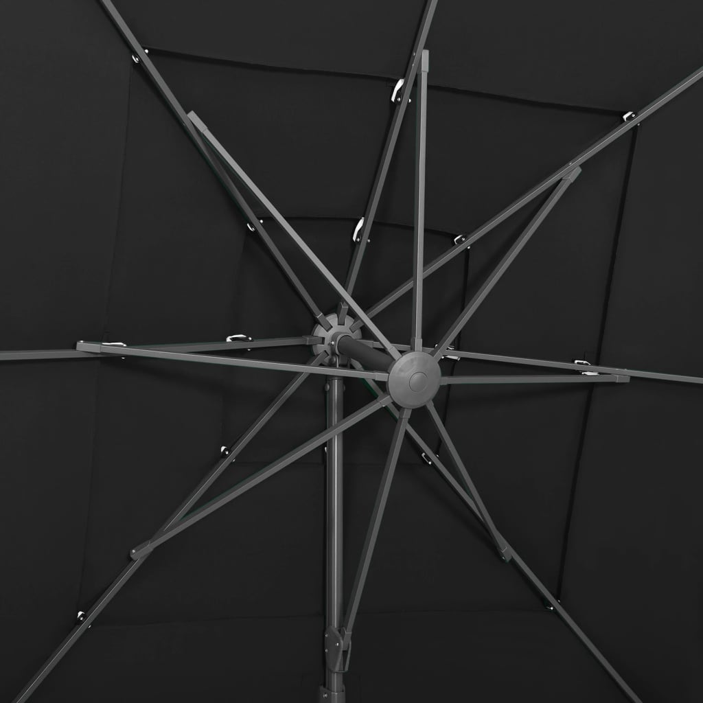 vidaXL 4-poziomowy parasol na aluminiowym słupku, czarny, 250x250 cm