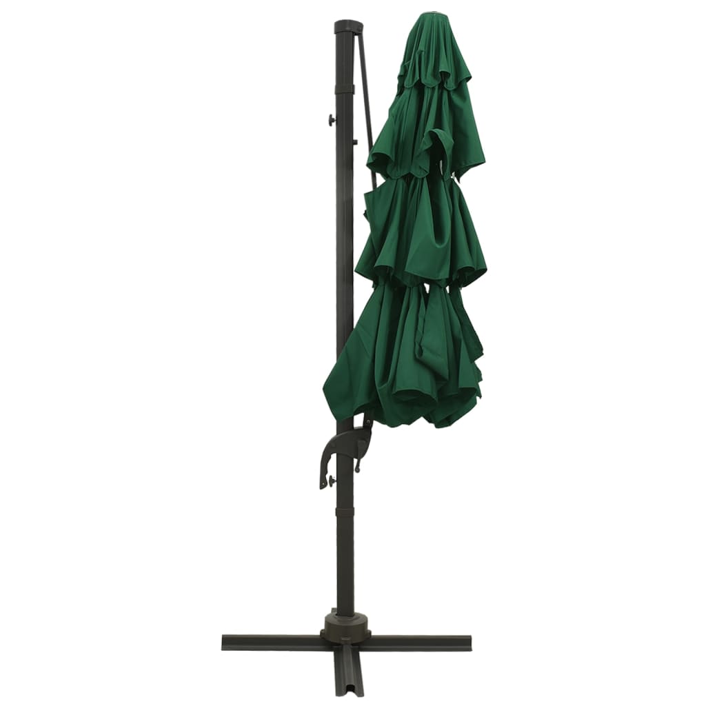vidaXL 4-poziomowy parasol na aluminiowym słupku, zielony, 3x3 m