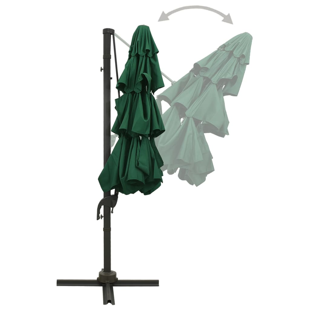 vidaXL 4-poziomowy parasol na aluminiowym słupku, zielony, 3x3 m