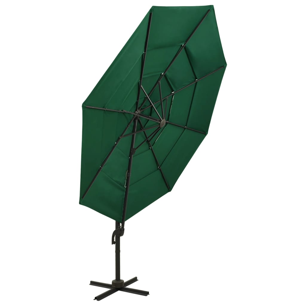 vidaXL 4-poziomowy parasol na aluminiowym słupku, zielony, 3x3 m