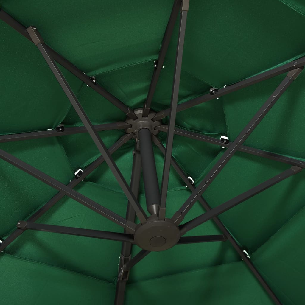 vidaXL 4-poziomowy parasol na aluminiowym słupku, zielony, 3x3 m