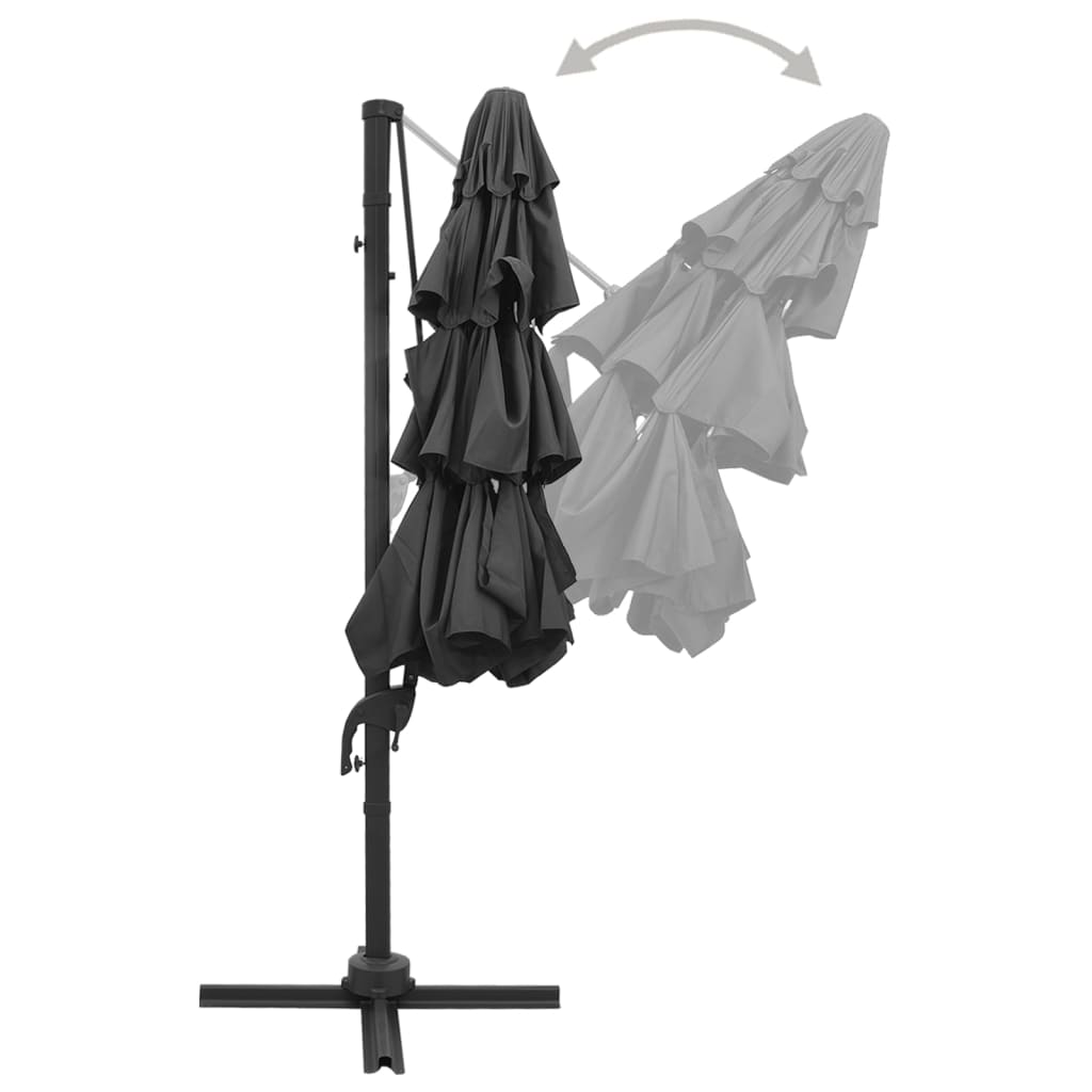 vidaXL 4-poziomowy parasol na aluminiowym słupku, antracytowy, 3x3 m