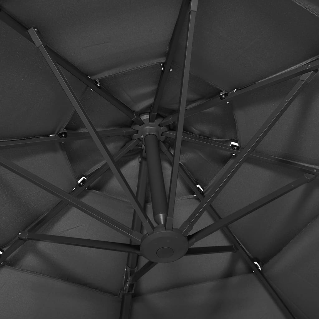 vidaXL 4-poziomowy parasol na aluminiowym słupku, antracytowy, 3x3 m