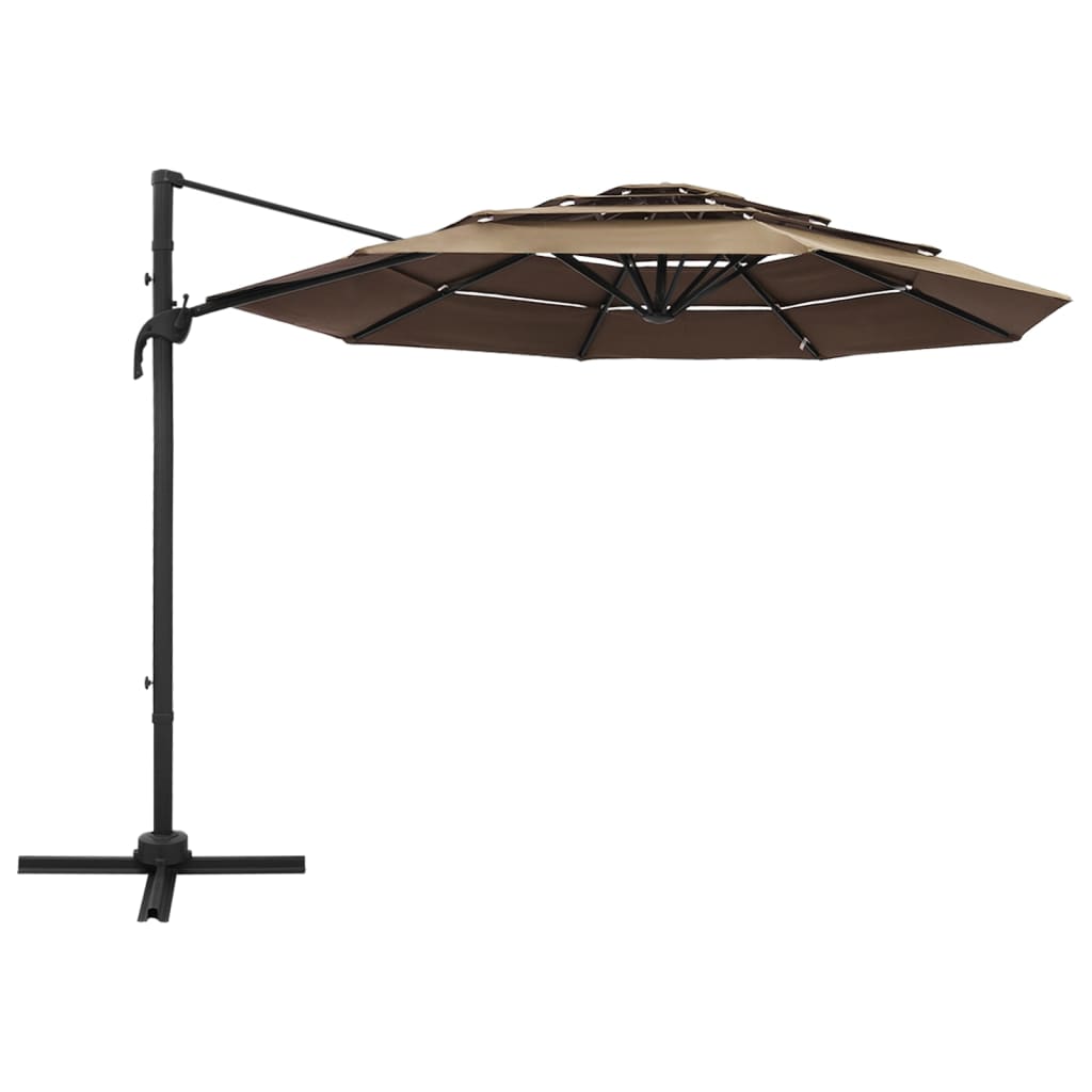 vidaXL 4-poziomowy parasol na aluminiowym słupku, taupe, 3x3 m