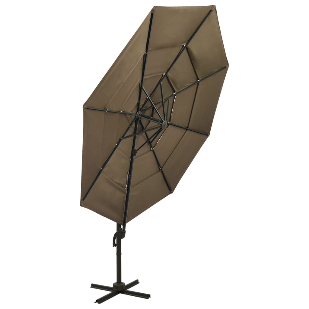vidaXL 4-poziomowy parasol na aluminiowym słupku, taupe, 3x3 m