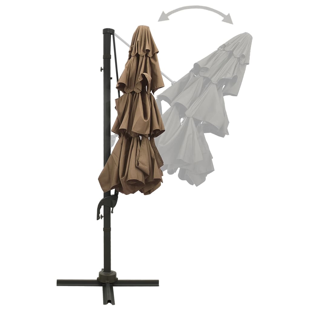 vidaXL 4-poziomowy parasol na aluminiowym słupku, taupe, 3x3 m