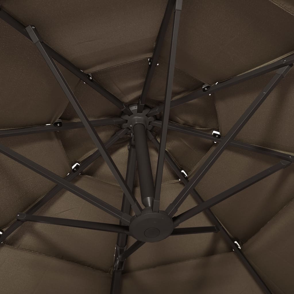 vidaXL 4-poziomowy parasol na aluminiowym słupku, taupe, 3x3 m
