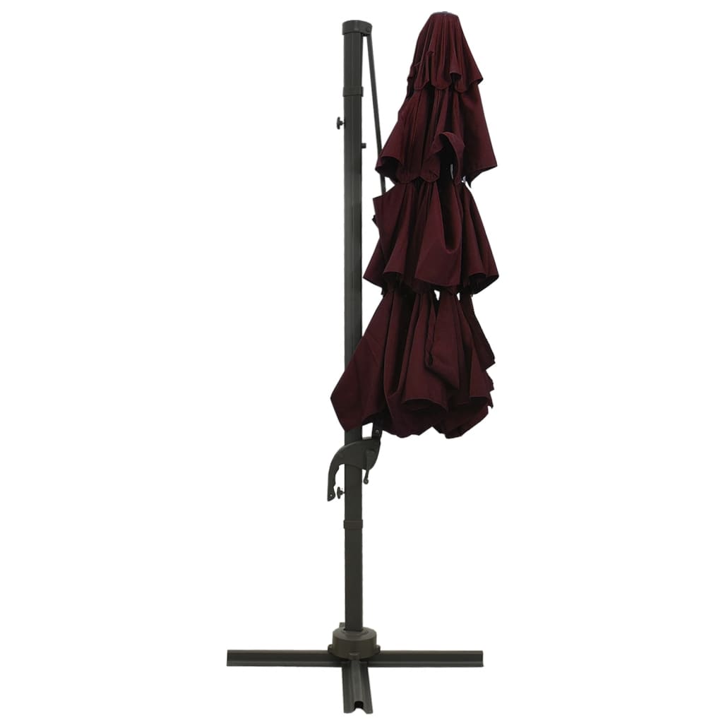 vidaXL 4-poziomowy parasol na aluminiowym słupku, bordowy, 3x3 m