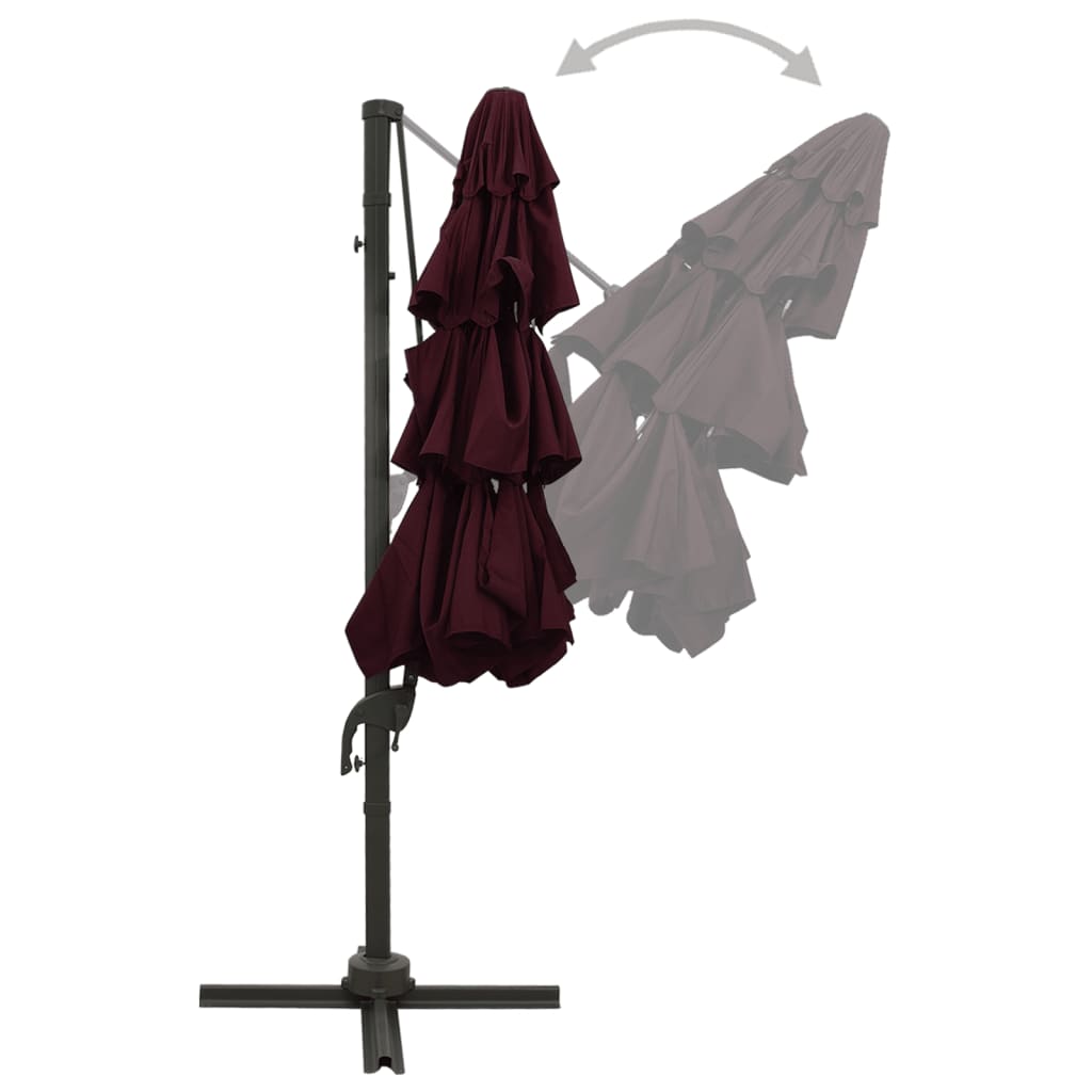 vidaXL 4-poziomowy parasol na aluminiowym słupku, bordowy, 3x3 m