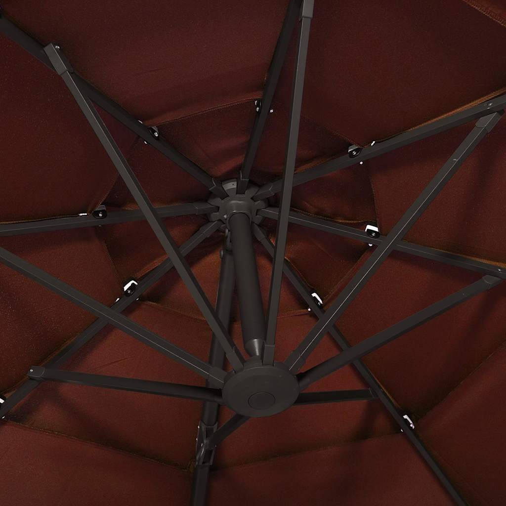 vidaXL 4-poziomowy parasol na aluminiowym słupku, terakotowy, 3x3 m