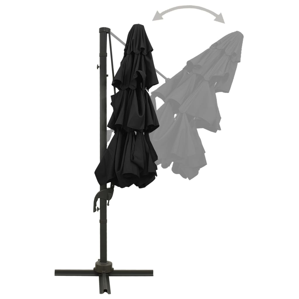 vidaXL 4-poziomowy parasol na aluminiowym słupku, czarny, 3x3 m