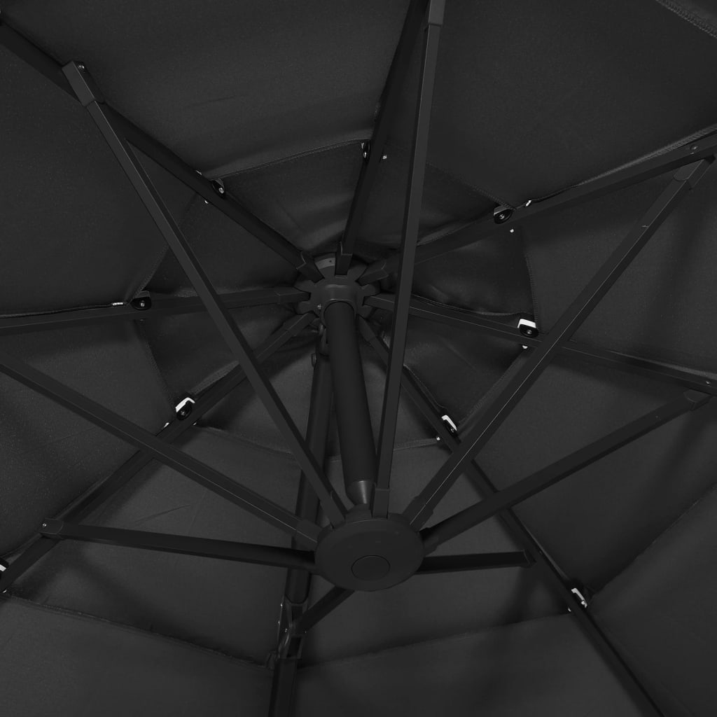 vidaXL 4-poziomowy parasol na aluminiowym słupku, czarny, 3x3 m