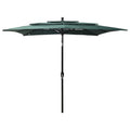 vidaXL 3-poziomowy parasol na aluminiowym słupku, zielony, 2,5x2,5 m