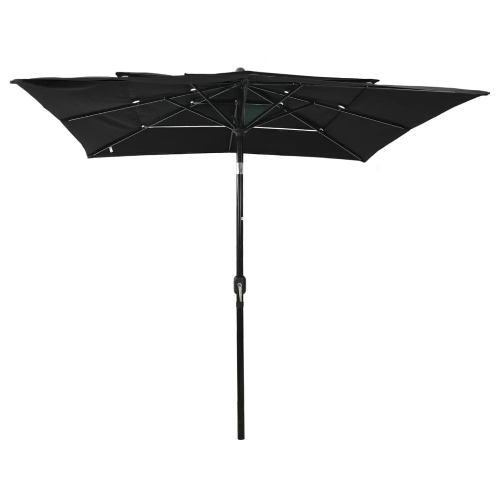 vidaXL 3-poziomowy parasol na aluminiowym słupku, czarny, 2,5x2,5 m