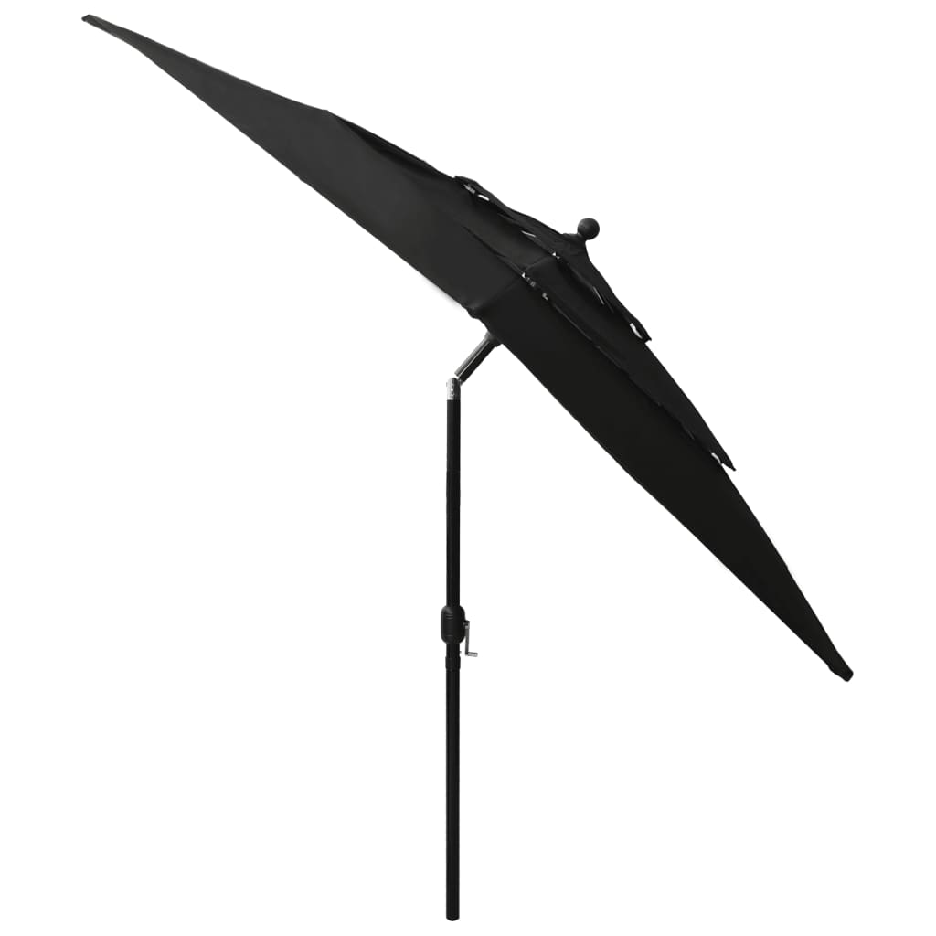 vidaXL 3-poziomowy parasol na aluminiowym słupku, czarny, 2,5x2,5 m