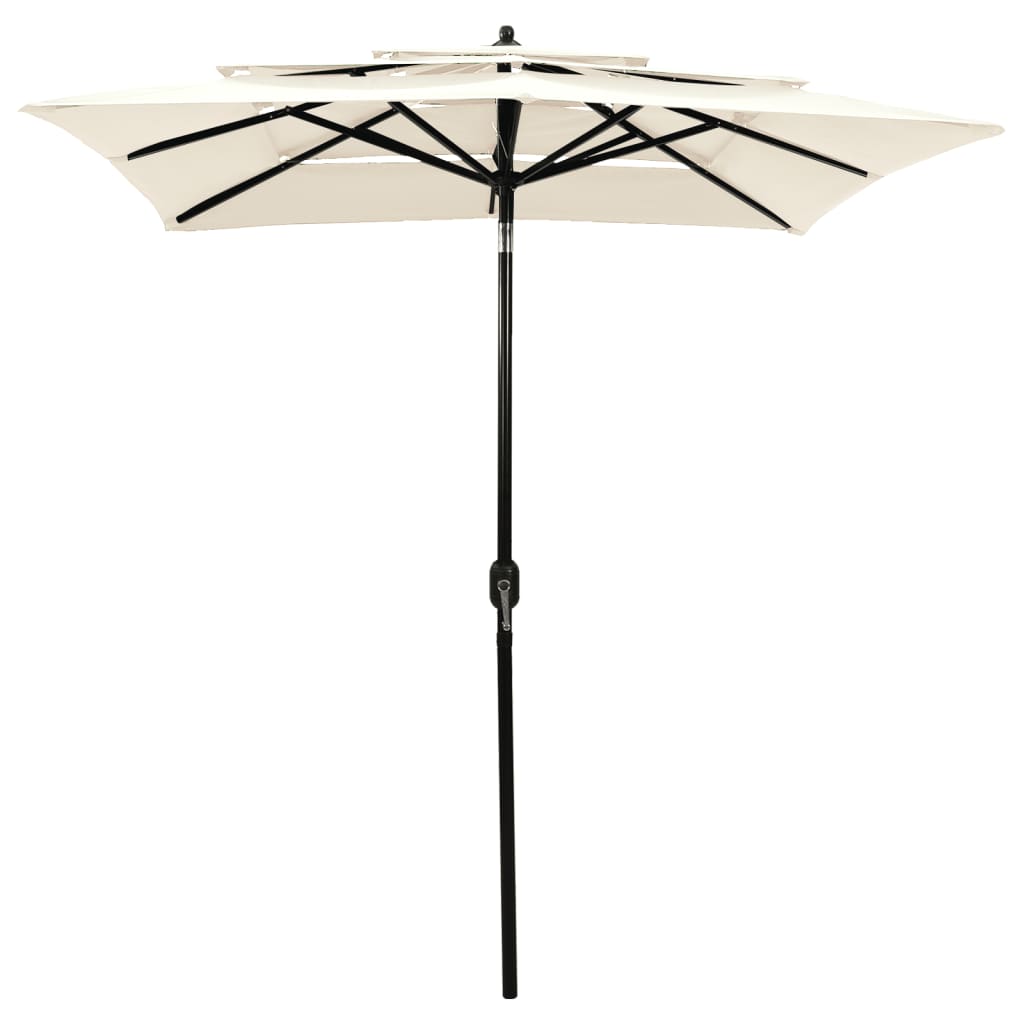 vidaXL 3-poziomowy parasol na aluminiowym słupku, piaskowy, 2x2 m