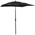 vidaXL 3-poziomowy parasol na aluminiowym słupku, czarny, 2x2 m