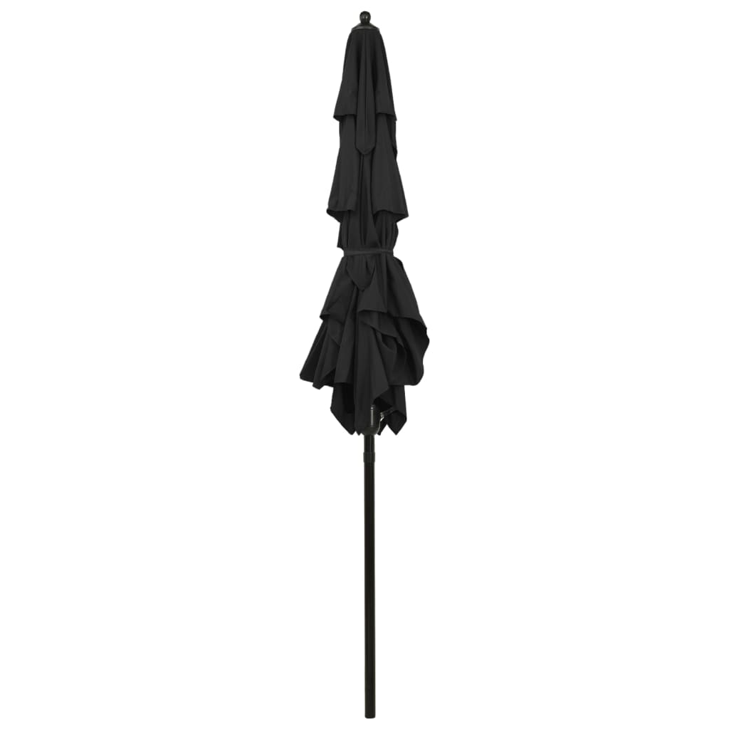 vidaXL 3-poziomowy parasol na aluminiowym słupku, czarny, 2x2 m