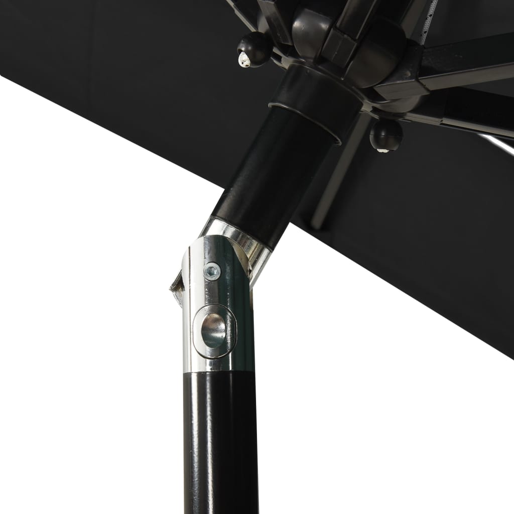 vidaXL 3-poziomowy parasol na aluminiowym słupku, czarny, 2x2 m