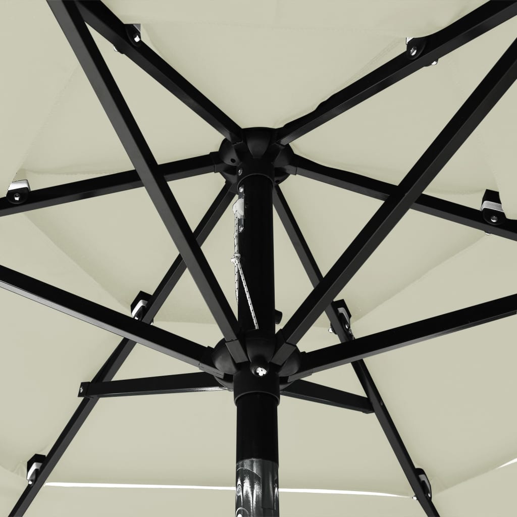 vidaXL 3-poziomowy parasol na aluminiowym słupku, piaskowy, 2 m