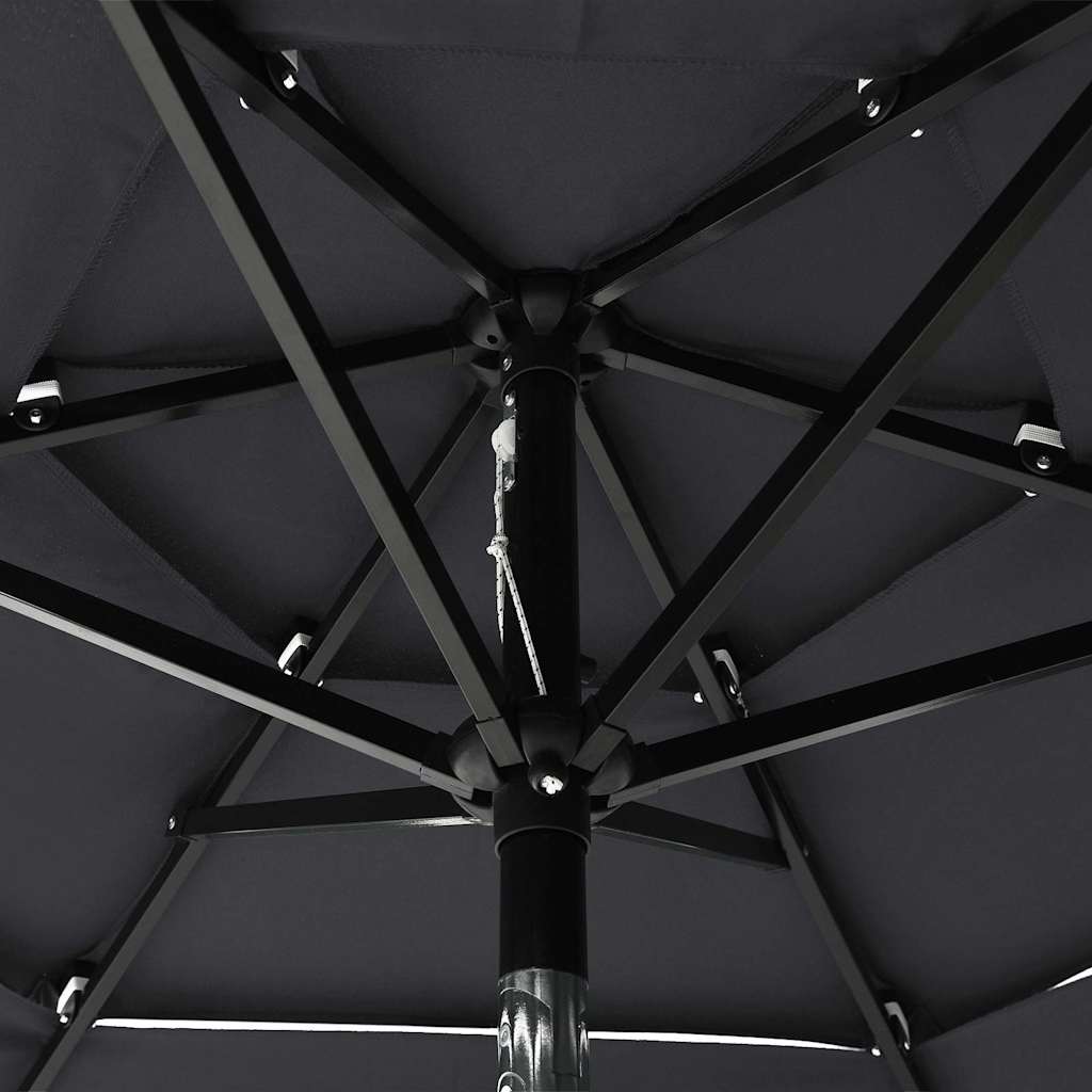 vidaXL 3-poziomowy parasol na aluminiowym słupku, antracytowy, 2 m