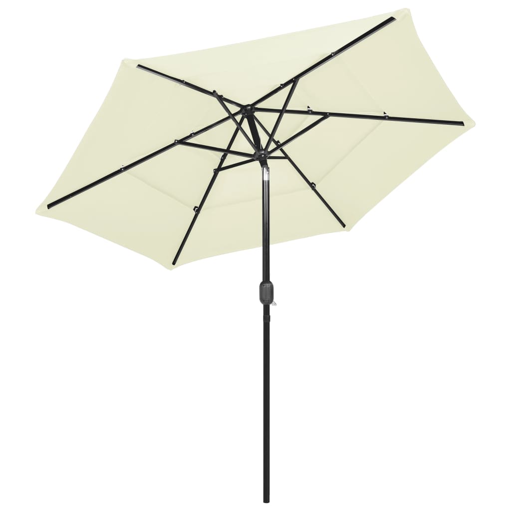 vidaXL 3-poziomowy parasol na aluminiowym słupku, piaskowy, 2,5 m