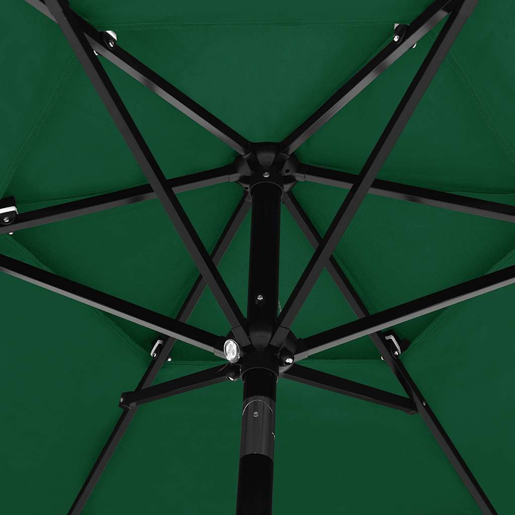 vidaXL 3-poziomowy parasol na aluminiowym słupku, zielony, 2,5 m