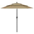vidaXL 3-poziomowy parasol na aluminiowym słupku, taupe, 2,5 m