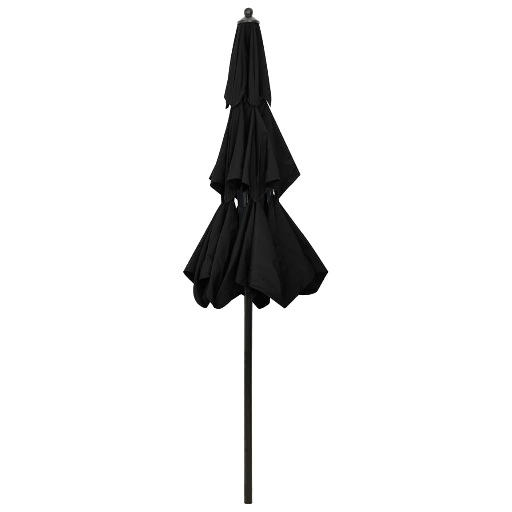 vidaXL 3-poziomowy parasol na aluminiowym słupku, czarny, 2,5 m