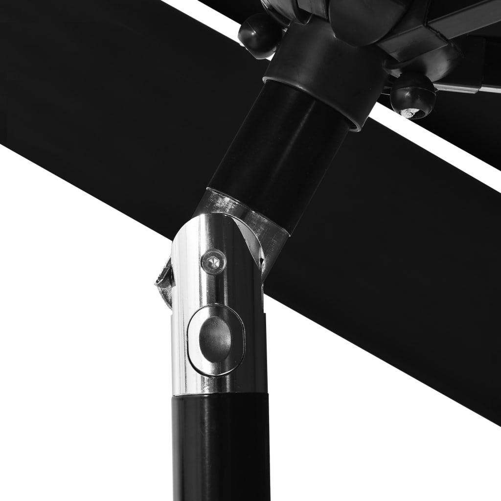 vidaXL 3-poziomowy parasol na aluminiowym słupku, czarny, 2,5 m