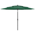 vidaXL 3-poziomowy parasol na aluminiowym słupku, zielony, 3 m