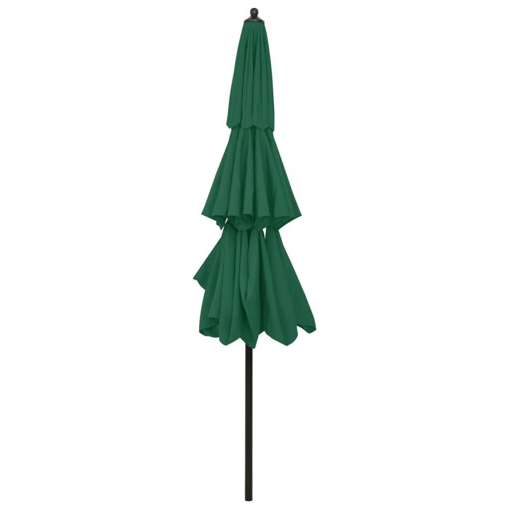 vidaXL 3-poziomowy parasol na aluminiowym słupku, zielony, 3 m