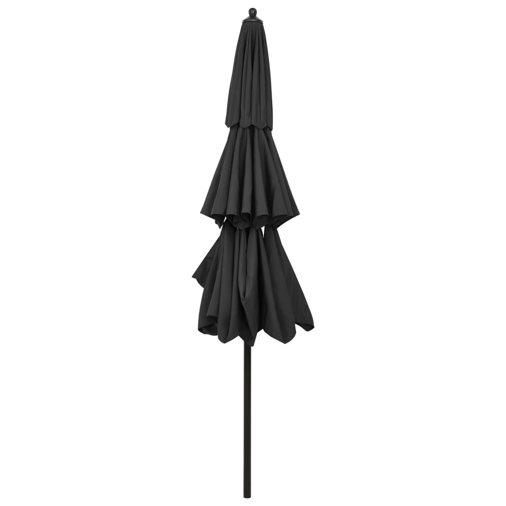 vidaXL 3-poziomowy parasol na aluminiowym słupku, antracytowy, 3 m