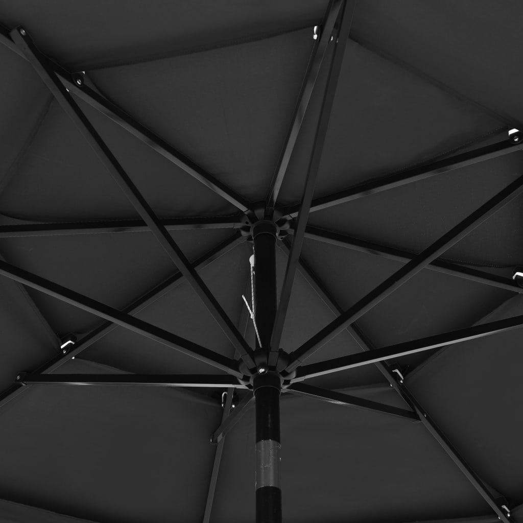 vidaXL 3-poziomowy parasol na aluminiowym słupku, antracytowy, 3 m