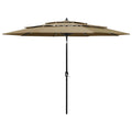 vidaXL 3-poziomowy parasol na aluminiowym słupku, kolor taupe, 3 m