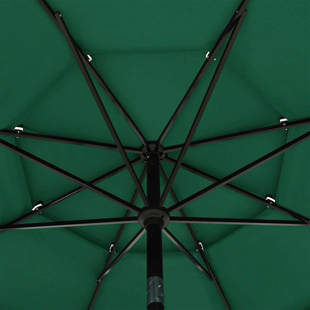 vidaXL 3-poziomowy parasol na aluminiowym słupku, zielony, 3,5 m